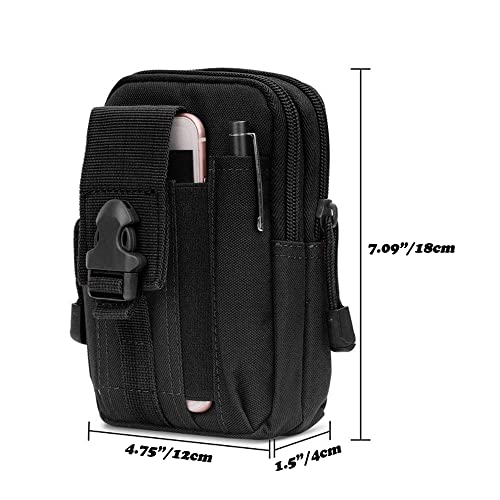 PHILEX Tactical Molle Pouch EDC Utility Gadget Outdoor Men Waist Bag with Phone Belt Clip Holder Holster - color: Black