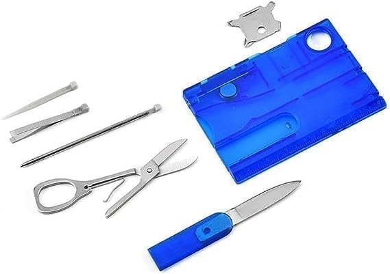 Black Outdoor Survival Bottle Opener Card Multi Tool Outdoor Barbecue Knife Camping Tool Hiking LED Light Magnifier EDC Tool Gear Multitools Hand Tools Accessories