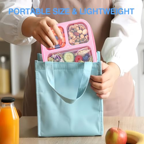 Rinwoc Bento Box [Portion Size], 3 Pack Snack Containers with 3 Compartments for Meal Prep & On-the-Go [School, Travel], Lunchable Container Reusable and BPA-Free - size: Small