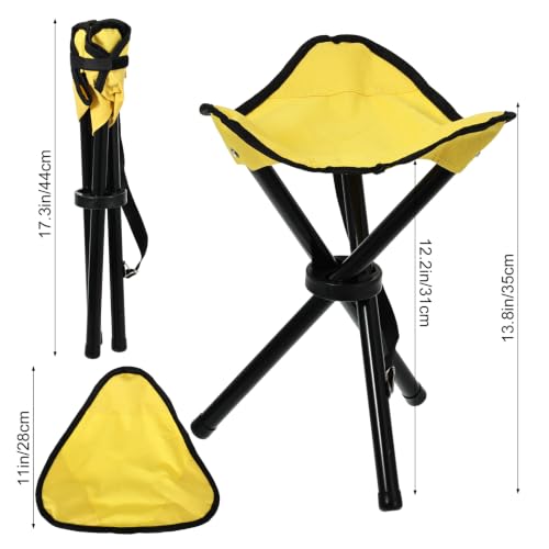 Outdoor Travel Folding Stool, 14.6 inches Lightweight Tripod Camping Chair and Max Weight 210 lbs Portable Triangular Stool Fishing Chairs Seat for Hiking Beach Camp Painting and Garden - color: Yellow