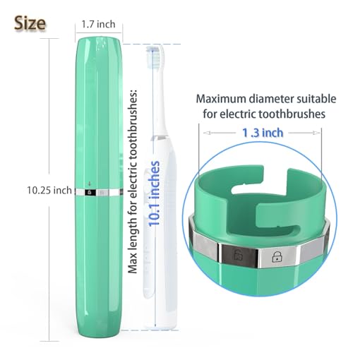 Long Ventilated Electric Toothbrush Travel Case, Portable Holder, Fits Most Standard Straight Electric Toothbrushes (Green) - color: Green