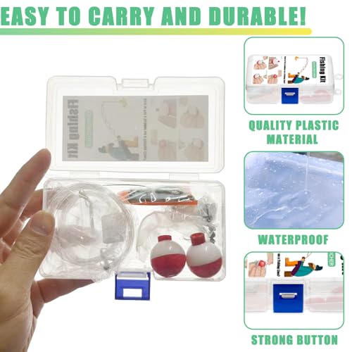 Compact Mini Fishing Kits Bulk – Emergency Survival Fishing Tackle Kits with Case for Beginners, Outdoor Operation, Shoebox Stocking Stuffer for Kids