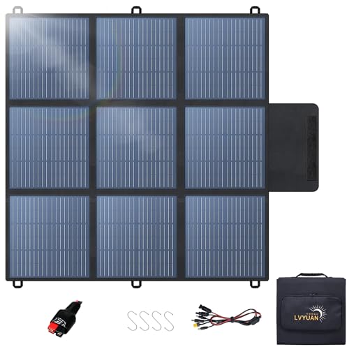 LVYUAN 200W Portable Solar Panel, 24V Foldable Blanket Solar Panel IP64 P-PERC, Upgraded 23% Efficiency for Solar Power Station Generator for Outdoor Camping with Anderson Plug, 12 Pounds - size: 200 Watt Portable Solar Panel