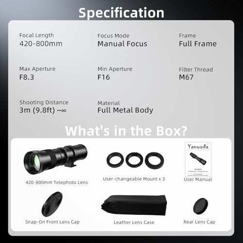420-800mm Super Telephoto Manual Lens F/8.3-16