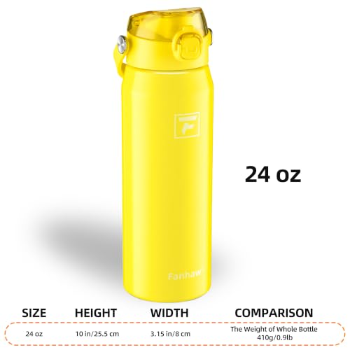 Fanhaw 24 oz Insulated Stainless Steel Water Bottle with 2-in-1 Straw& Chug Lid, Leakproof Wide Mouth Vacuum Bottle for School, Sports, Kids, Teens& Adults, Back to School Essentials (Bright Yellow) - color: Bright Yellow