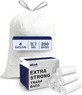 Plasticplace 4 Gallon White Drawstring Trash Bags, 200 Count (Pack of 1) – 0.7 Mil Leak-Proof Garbage Liners for Small Trash Can, Bathroom, Kitchen, Office, and Car Use - size: 200 Count (Pack of 1)