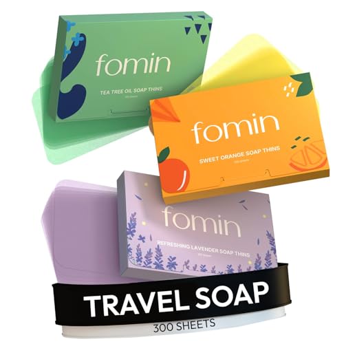 FOMIN Paper Soap Sheets for Hand Washing - 300 Variety Travel Soap Sheets - color: Variety Pack (Orange, Tea Tree, Lavender)