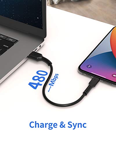 ULIFTUS 4 inch iPhone Charging Cable Short USB to Lightning Cable Small iPhone Charger Cord 5 Pack -Black - color: Black, size: 4 inches