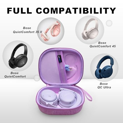 Hard Case for Bose QuietComfort, QC, QC 45 Headphone, Purple | Compatible with Bose QC Ultra, QC 35, QC 35 II, QC45 SE, QC SE Over Ear Noise Cancelling Headphones, Travel Storage Bag - color: Purple