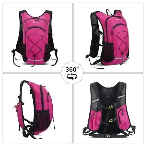 DOJUNS Hiking Backpack Lightweight Travel Backpack 20L Waterproof Hiking Daypacks Camping Backpack for Men Women (rose red) - color: Rose Red