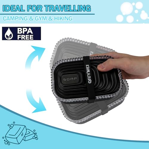 Soap Holder, Travel Soap Container with Removable Draining Layer & Soap Bag，Travel Size Toiletries，Portable Bar Soap Holder，Soap Dishes for Traveling, Camping, Gym, Bathroom(Black, 1 Pack) - color: Black Lager