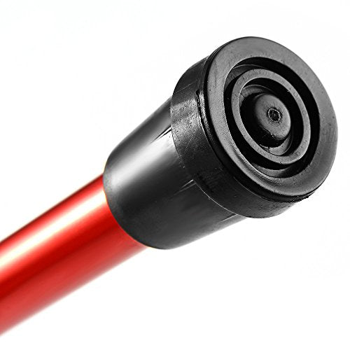 Folding Lightweight Walking Stick - Adjustable Aluminum Metal Collapsible Travel Cane with Non-Slip Rubber Base - color: Red