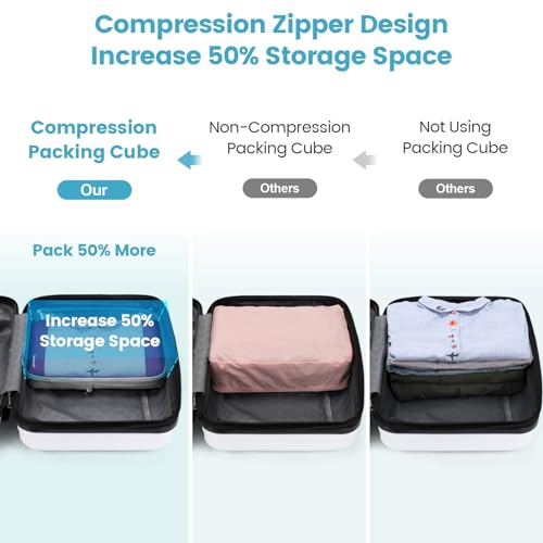 Cambond See Through Mesh Compression Packing Cubes - 4 Piece Expandable Space Saving Packing Cubes for Travel, Lightweight Travel Bags Luggage Packing Organizer Essentials for Suitcases, Purple | Keep Clothes Sorted, See Through Mesh helps quickly find wh