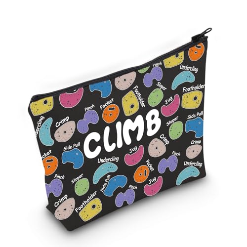 MNIGIU Rock Climber Gift for Women Rock Climbing Cosmetic Bag Climb Gift Rock Climbing Bouldering Lover Gift (Climb Black Bag) - color: climb makeupbga