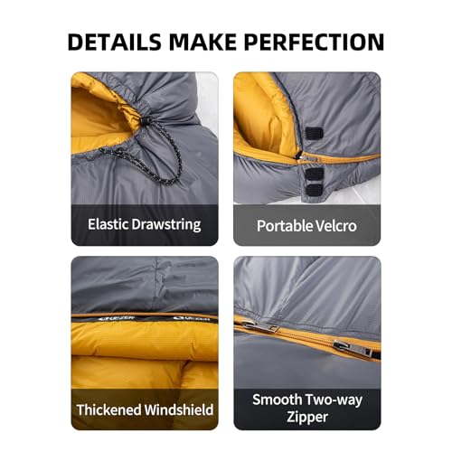 Down Sleeping Bag for Adults, 620 Fill Power Backpacking | 0 Degree Cold/Warm Weather, 620 Fill Power Down, Ultralight Carry, Pouch Included, Camping Hiking Backpacking - color: Darkgrey, size: 1.10 lb Down Filling