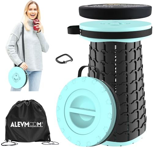 ALEVMOOM Upgraded 18.1" XL Collapsible Stool with Cushion, Portable Folding Stools for Adults Capacity 800lbs, Lightweight Telescoping Stool for Camping Travel Fishing Hiking - color: Lake Green