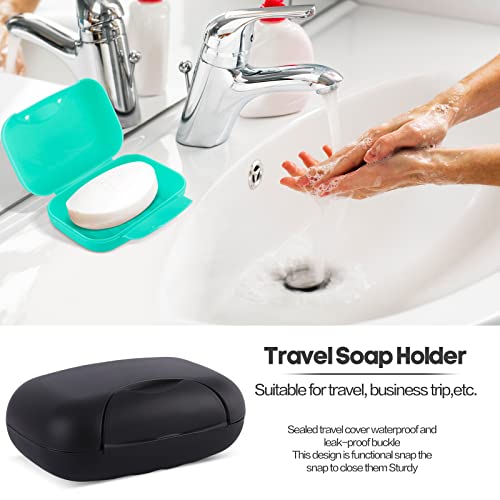 2 Pcs Plastic Soap Case Holder Container Box Home Outdoor Hiking Camping Travel Blue & Black - color: Blue & Black