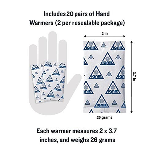Ignik Resealable Multiple-Use Hand Warmers for 10 Hours of Heat Across 72 Hours - style: 20 Pairs
