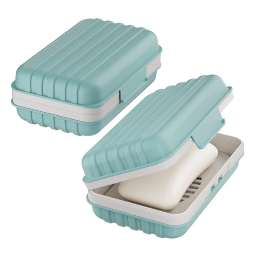 Quatish Leakproof Bar Soap Holder Dish with Lid for Shower, Portable 1 Pack Travel Soap Case Box for Gym, Camping, Hiking, Outdoor Use, Travel Size Toiletries Essentials, Keeps Soap Dry, Blue - color: Blue