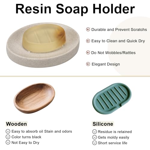 Soap Dish Bathroom Resin Soap Holder Soap Tray for Shower Sponge Holder for Kitchen Sink 2 Pack(Beige) - color: Beige, size: 2 Pack