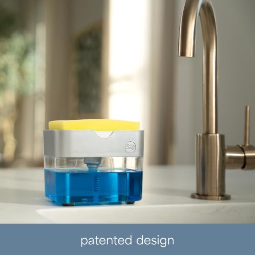 S&T INC. Dish Soap Dispenser and Sponge Holder, Silver - color: Silver