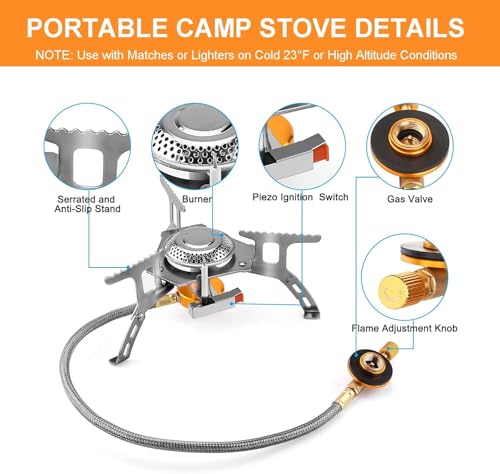 WADEO Camping Stove, 3700W Portable Backpacking Stove with Piezo Ignition