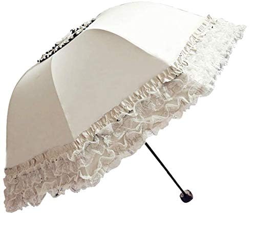 Honeystore Princess Lace Ultraviolet-Proof Folding Umbrella Anti-uv Dome Parasol - color: Style1 Ivory