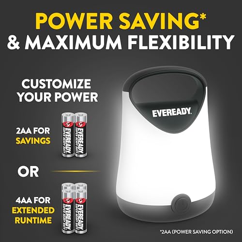Eveready LED Camping Lantern X-250 (2-Pack), Super Bright Tent Lights, Rugged Water Resistant LED Lanterns, 100 Hour Run-time (Batteries Included), Black - color: Black, size: 2-Pack