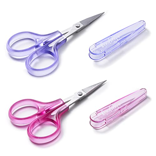 High Precision Detail Scissors Set (2-Pc) Sharp, Fine Tips | Paper Cutting, Scrapbooking, Sewing, Crafting | Stainless Steel | Protective Cover (Jelly) - color: Jelly