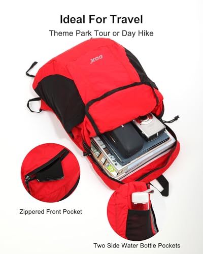 GOX Foldable 20l Backpack For Travel Lightweight Hiking Packable Daypack for Men Travel Camping Outdoor Bag Women (Red) - color: Red