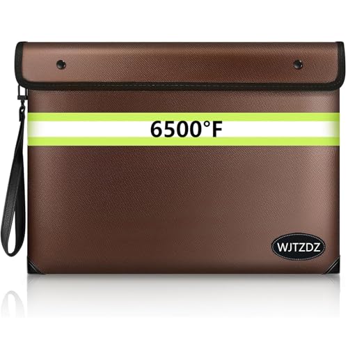 6500°F Fireproof Document Bag,Upgraded Fireproof Money Bag with Waterproof Zipper,10 Layers Heat Insulated Materials/Reflective Strip with Handle for Important Documents（Not Fit A4 Files） - color: Brown, size: Medium Size