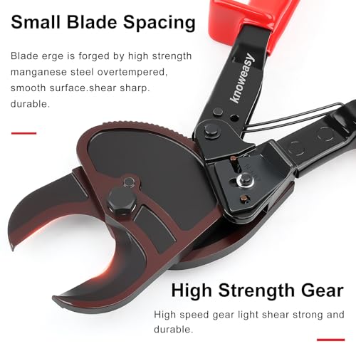 Knoweasy 325C Upgraded Ratcheting Cable Cutter for Aluminum and Copper Wire, Heavy Duty Manual Ratchet Wire Cutting Tool for Multi-core Cables up to 240mm² and 500 MCM, Professional Industrial Grade - size: 325C