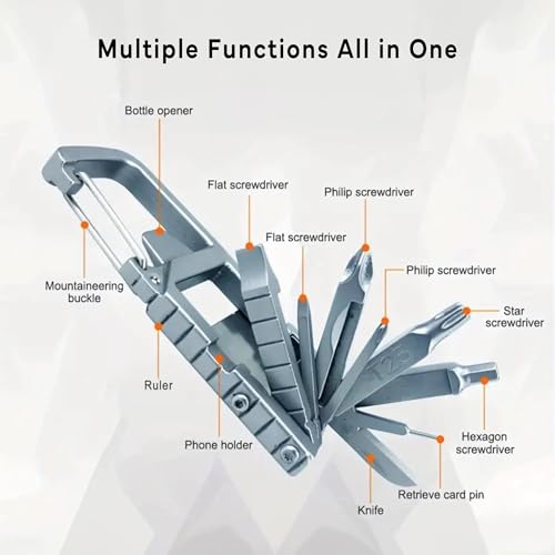 PELZ 12-in-1 Carabiner Multitool with Bottle Opener & Screwdrivers