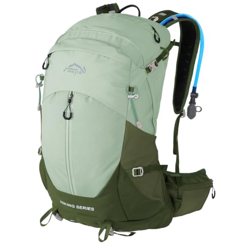IX INOXTO Hiking Backpack, Camping Backpack, 30L Waterproof Hiking Daypack with 3L Water Bladder and Rain Cover (Green) - color: Green