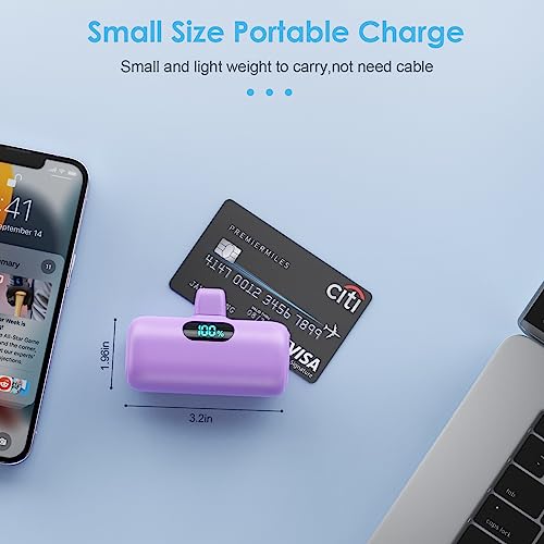 [2 Pack] Small Portable Charger for iPhone,Upgraded 5000mAh PD Fast Charging Power Bank, LCD Display Cute Mini Battery Pack Compatible with iPhone 14/14 Pro Max/13/13 Pro/12 Pro/11/XR/X/8,Blue+Purple - color: Blue +Purple