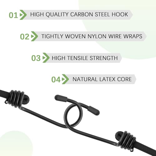 Bungee Cords with Hooks 6 Pack Bungee Cord Includes 24 inches for Bundling Items, Fixing Tarps, Tents, and Carrying Luggage - size: 24 in, style: 6MM