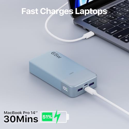 JUOVI 65W Portable Charger for Laptop Power Bank 20000mAh - color: Blue