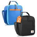 CaCTOUR Lunch Box Kids,2 Packs Insulated Lunch Bag for Girls Boys,Soft Bag Mini Cooler Back to School Thermal Reusable Lunch Bag for Work School Picnic (Blue & Black) - color: 2pk Black+Blue