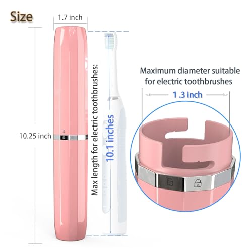 Long Ventilated Electric Toothbrush Travel Case, Portable Holder, Fits Most Standard Straight Electric Toothbrushes (Pink) - color: Pink