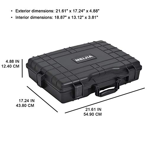 MEIJIA Waterproof Hard Camera Case,Hard Laptop Case,Hard Case with Customized Fit Foam Included, Elegant Black,Fit for computers,camera,lens(Black, 21.62"X17.25"X4.87") - size: 21.62" x 17.25" x 4.87"