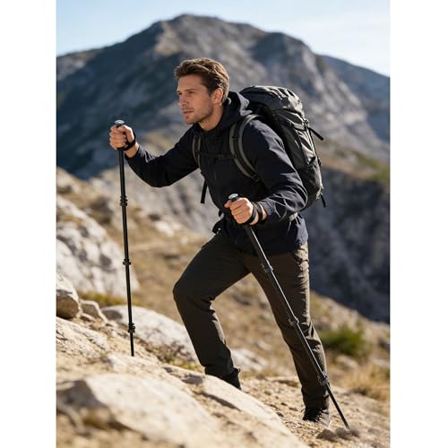 UUQ M4 Carbon Fiber Monopod Shooting Stick and Gun/Rifle Rest, 4-Section Adjustable Height, Durable and Lightweight Versatile Trekking Pole, Portable Compact for Hunting, w/Spike Foot