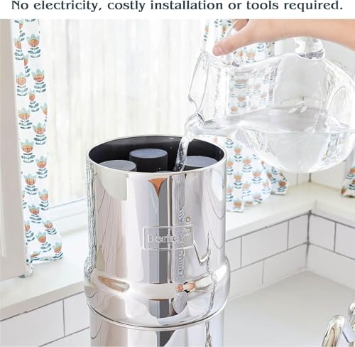 Crown Berkey Gravity-Fed Stainless Steel Countertop Water Filter System 6 Gallon with 2 Authentic Black Berkey Elements BB9-2 Filters