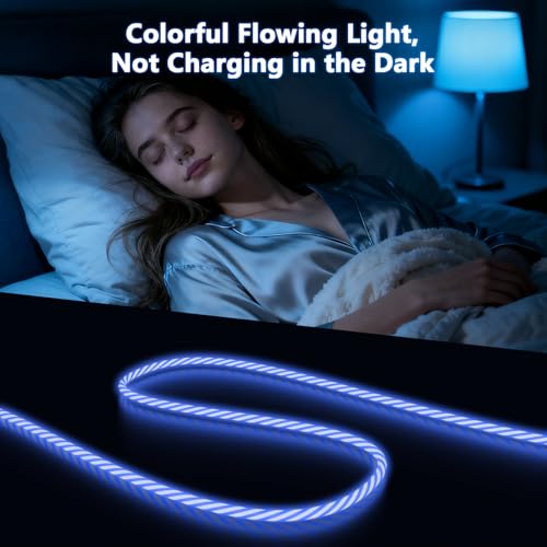 3-in-1 Light Up LED Flowing Lightning/Type C/Micro USB Car Glowing Charge Cable for iPhone,Blue Multi RGB Car Charger Cord for Apple iPhone 15/14/13/12/11 Pro Max/XR/XS/SE,iPad/Android/Samsung-4FT - color: Blue