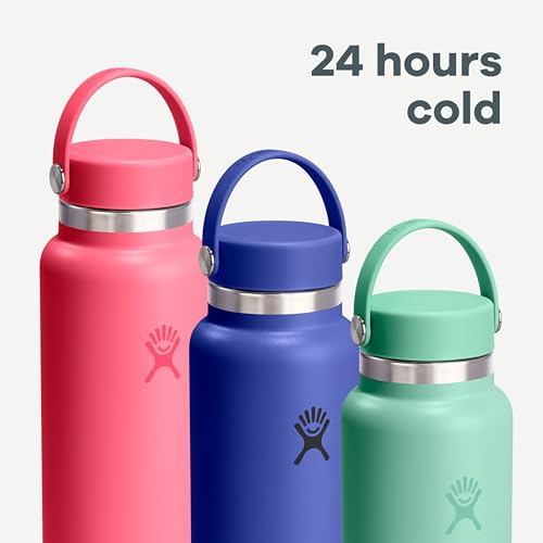 Hydro Flask Water Bottle - Insulated Stainless Steel - Wide Mouth Flex Lid, Non Spill, Leakproof and Refillable in 20 Oz Capri Blue - color: CAPRI BLUE, style: 20 Oz