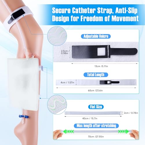 External Catheter for Men, Wearable Kit with 1000mL Urine Bag | 39.4 in silicone tube with two adjustable straps and a separate stabilizer - size: L