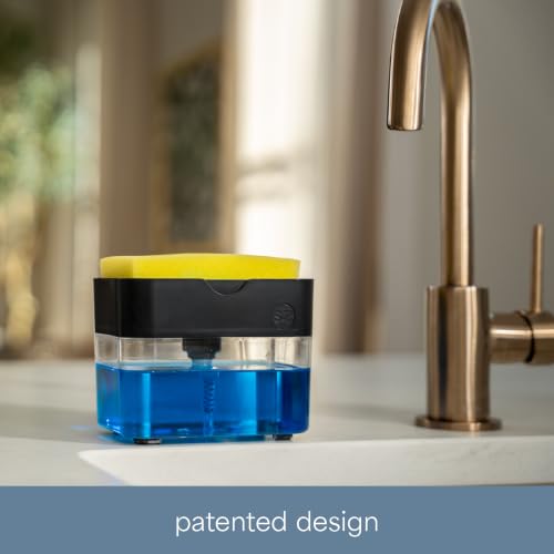 S&T INC. Dish Soap Dispenser and Sponge Holder, Matte Black - color: Matte Black