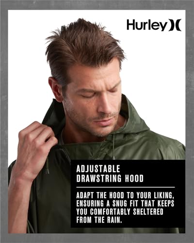 Hurley Ponchos Adult Rain Ponchos Waterproof Lightweight Packable Rain Top | Compact Packable Design for Hiking, Camping and Emergencies, Waterproof Coverage That Stows Easily in a Bag - color: Olive