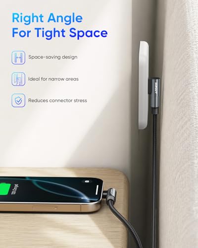 SUNGUY Right Angle USB C Cable Short 0.5FT, 2Pack Dual 90 Degree USB A to USB C Cable for Gaming, Switch, Tight Spaces, Type C Fast Charging Cable Braided for iPhone 17/16/15, Quest 2, Samsung - size: 0.5FT