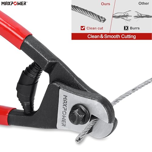 MAXPOWER Wire Cutter, 8-Inch Wire Rope Cutters for Steel Wire, Wire Seals, Aircraft Bicycle Cable, Cable Cutter Cuts Up to ¹³/₆₄"(5mm) (Pack of 2) - size: 8" (Pack of 2)