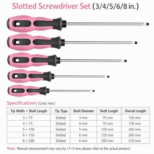 10-Piece Pink Magnetic Screwdriver Set in Storage Tube - color: Pink